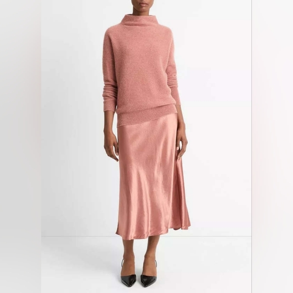 Vince Plush Boiled Cashmere Funnel Neck Sweater Vintage Rose Pink Small $448 - Picture 10 of 10